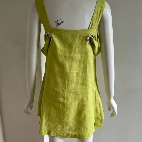 Free People x Style Mafia Neon Linen Shift Mini Dress Women's Size Small S - Picture 3 of 11